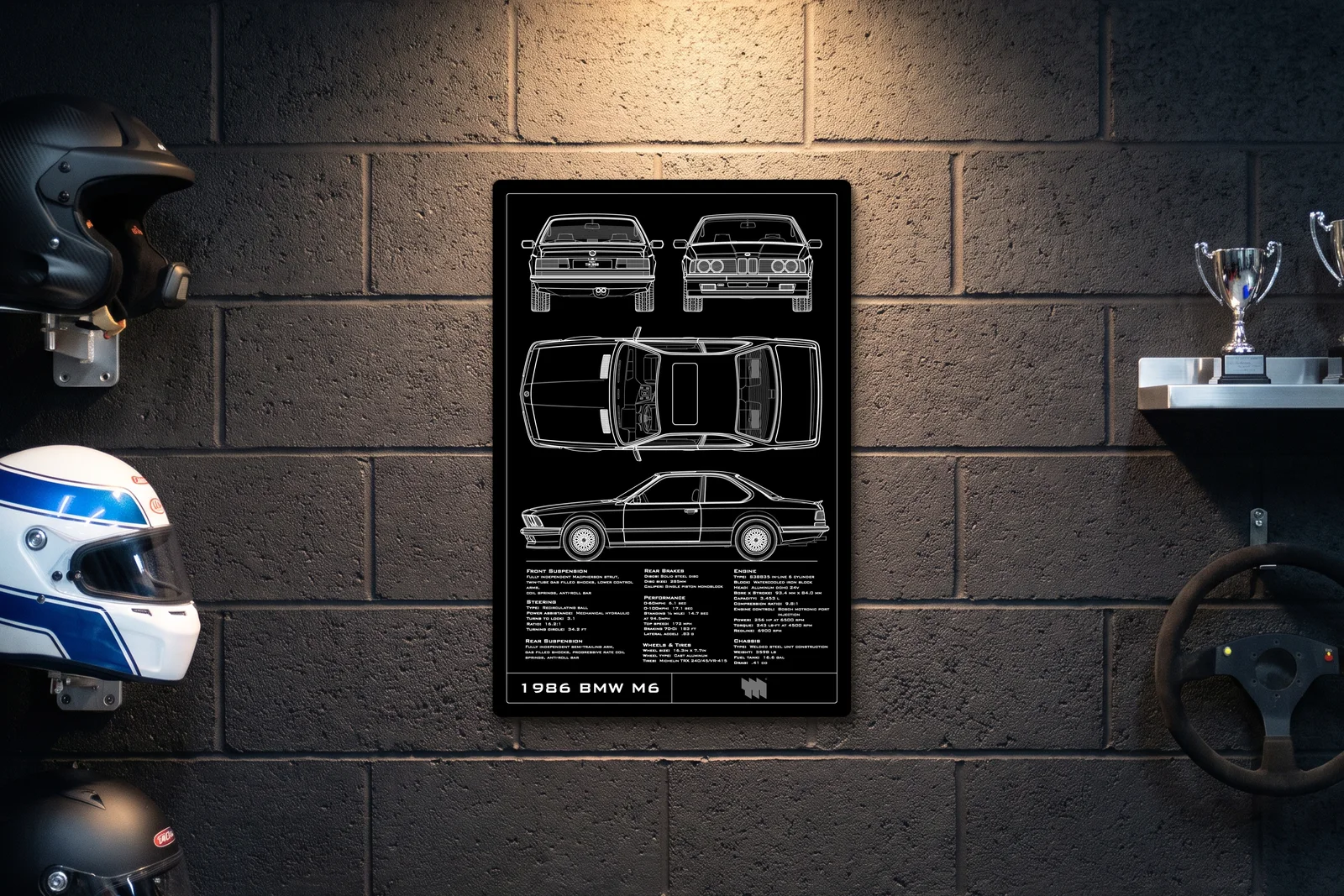 1986 BMW M6, on a racing wall, portrait