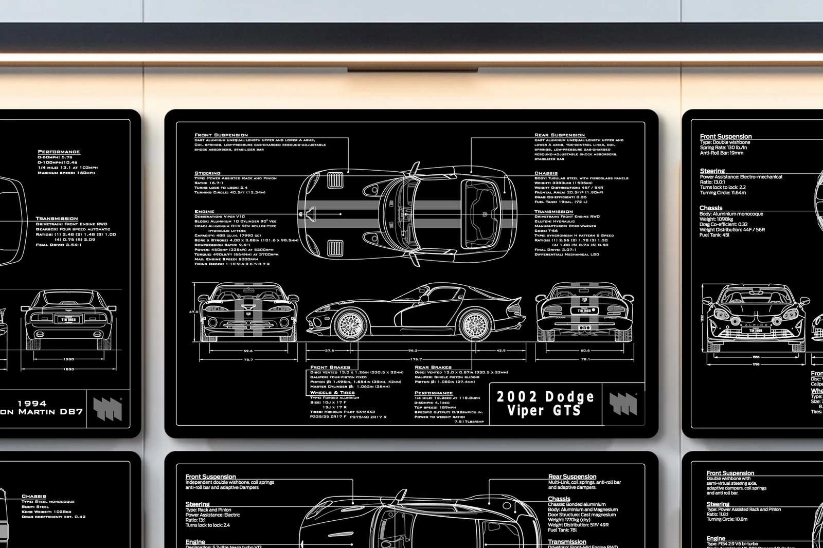 2002 Dodge Viper GTS, close on the workshop wall