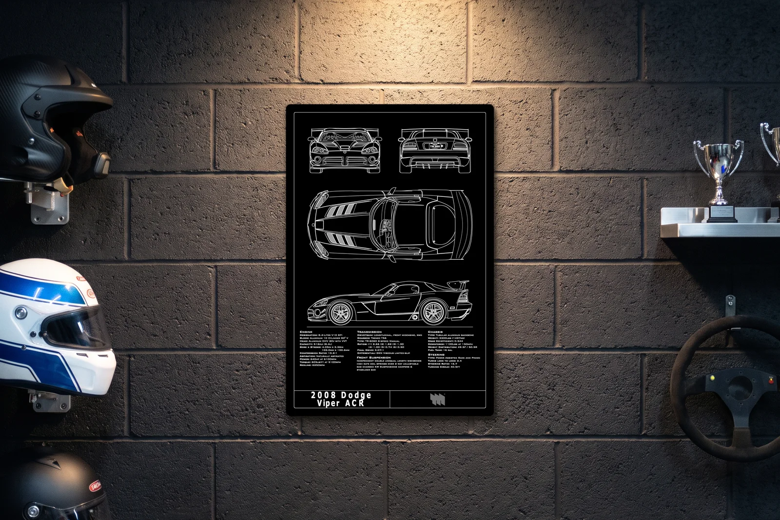2008 Dodge Viper ACR, on a racing wall, portrait