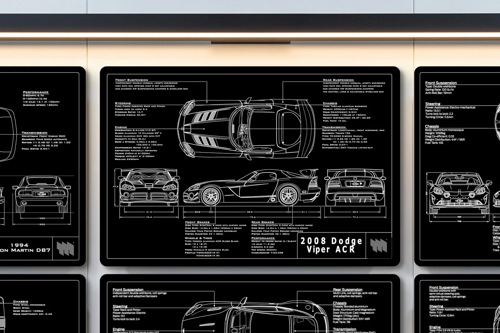 2008 Dodge Viper ACR, close on the workshop wall