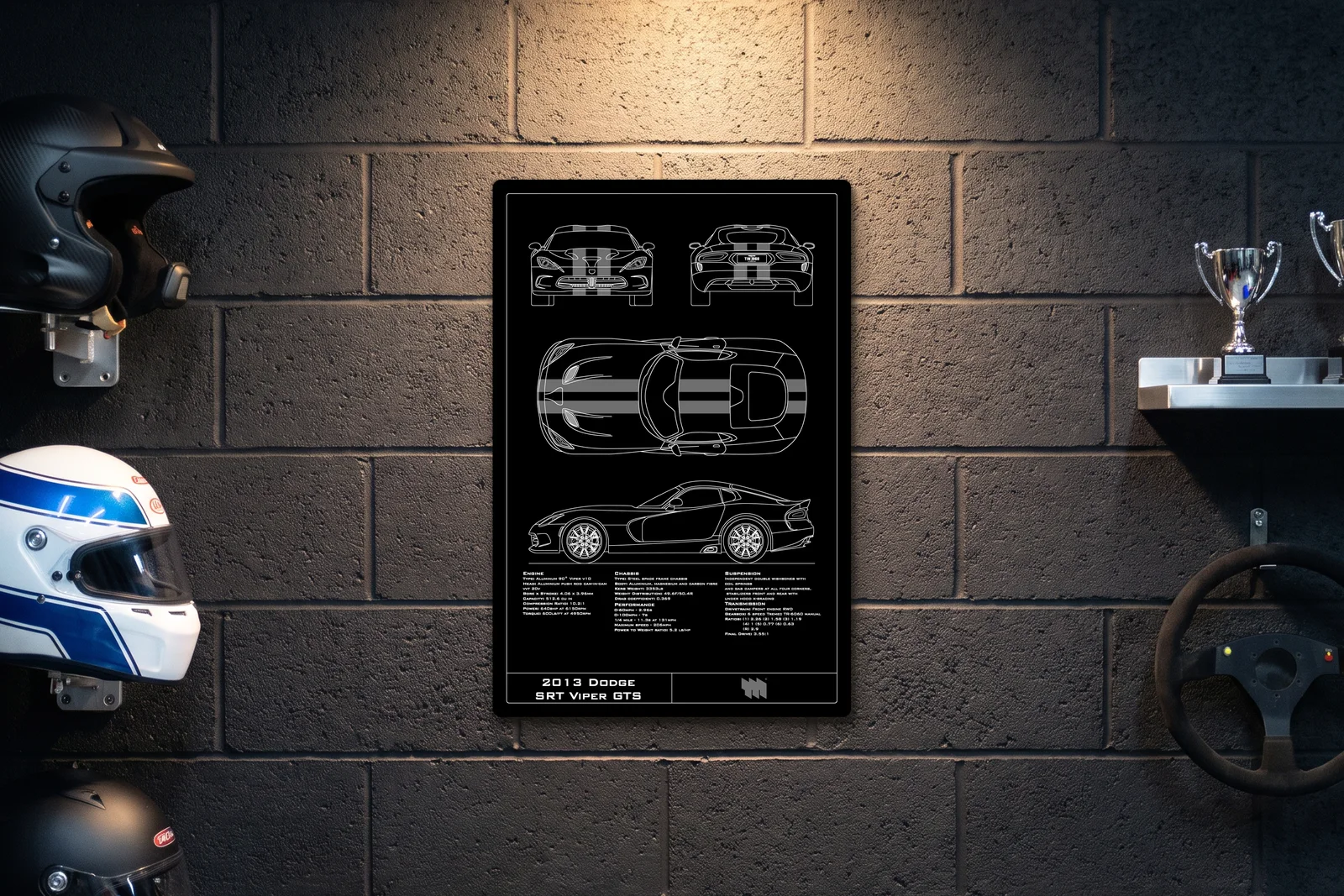 2013 Dodge SRT Viper GTS, on a racing wall, portrait