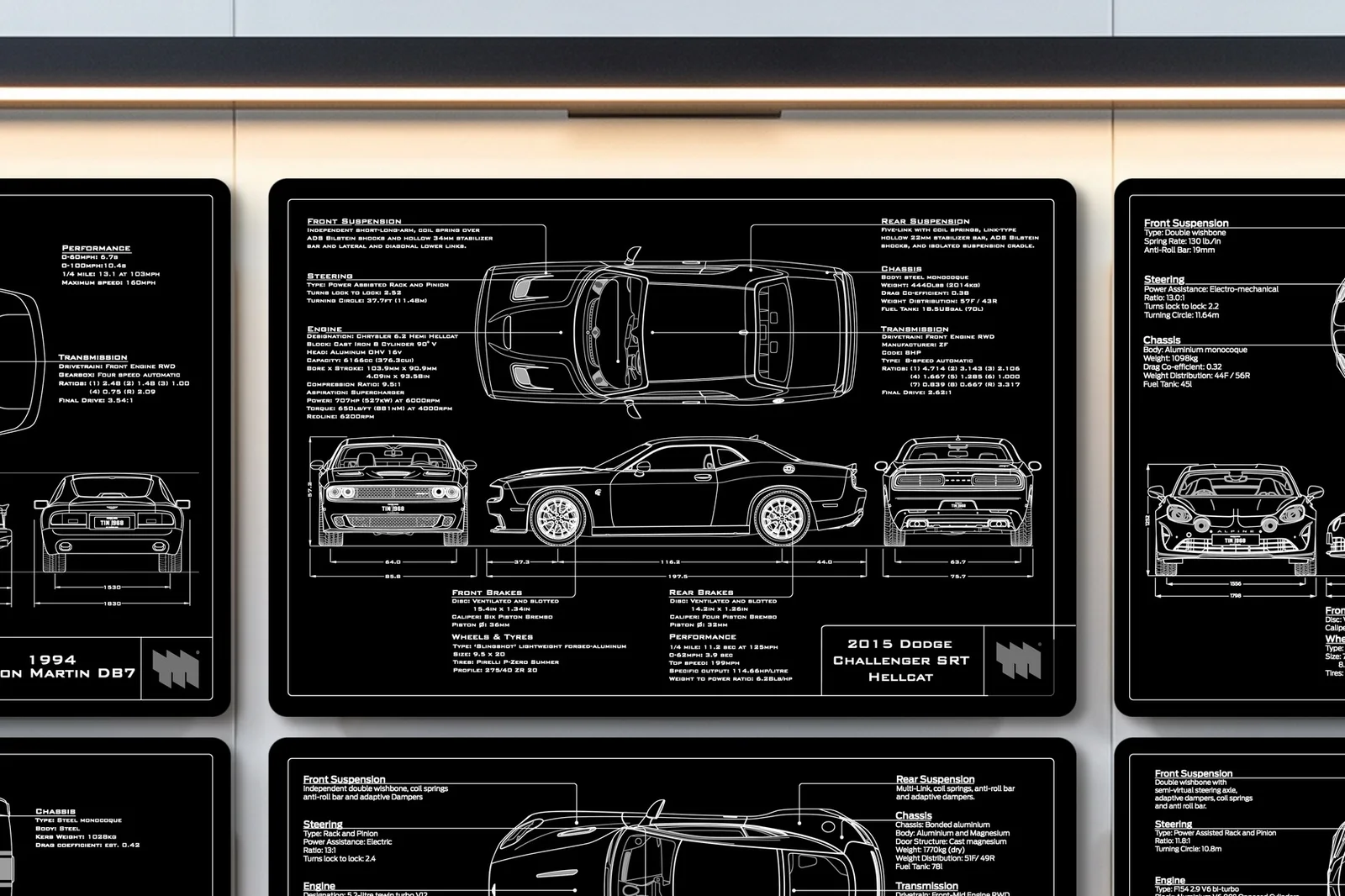 2015 Dodge Challenger SRT Hellcat, close on the workshop wall