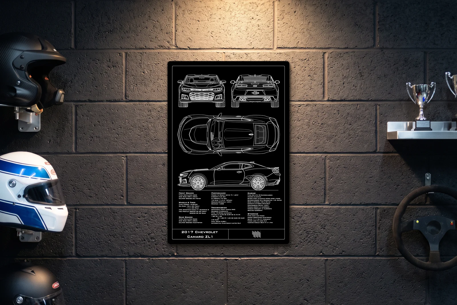 2017 Chevrolet Camaro ZL1, on a racing wall, portrait