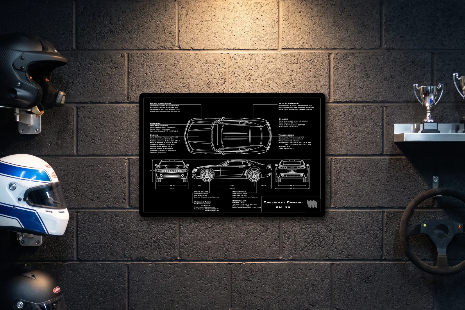 Chevrolet Camaro 2LT RS, on a racing wall, landscape