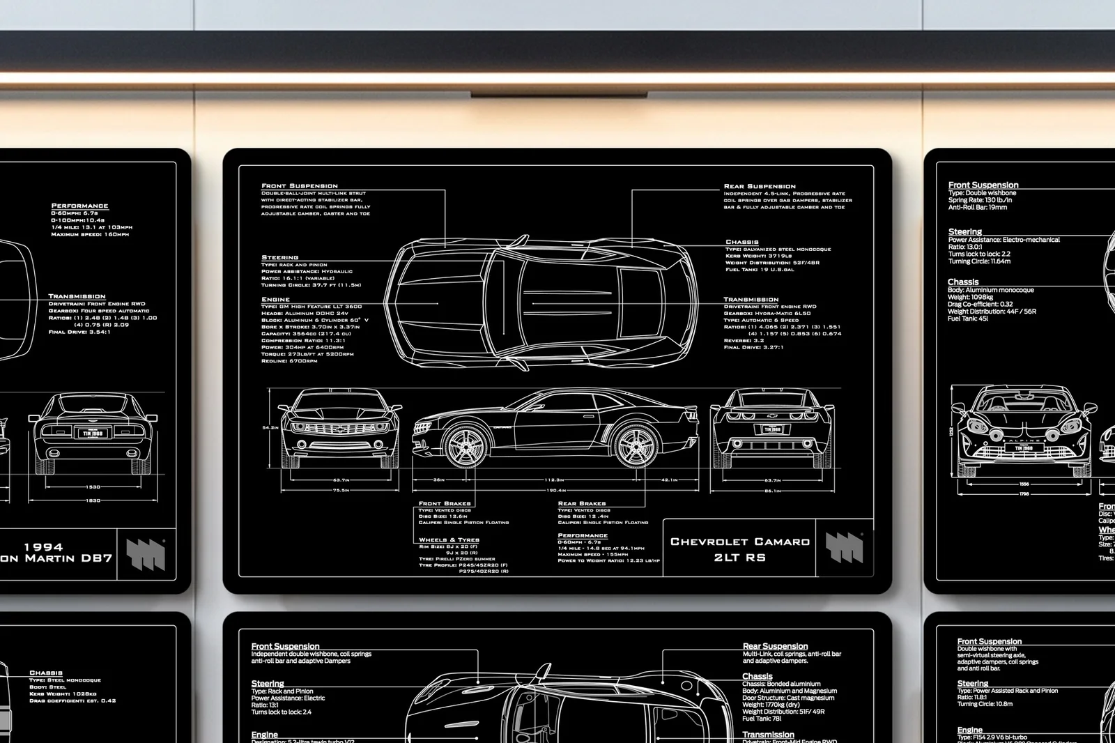 Chevrolet Camaro 2LT RS, close on the workshop wall
